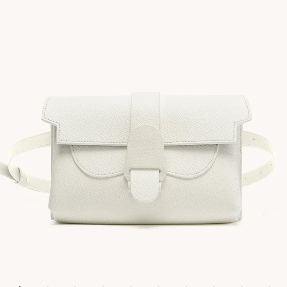 Senreve Aria Belt Bag-Pebbled leather-Cream color-gold hardware